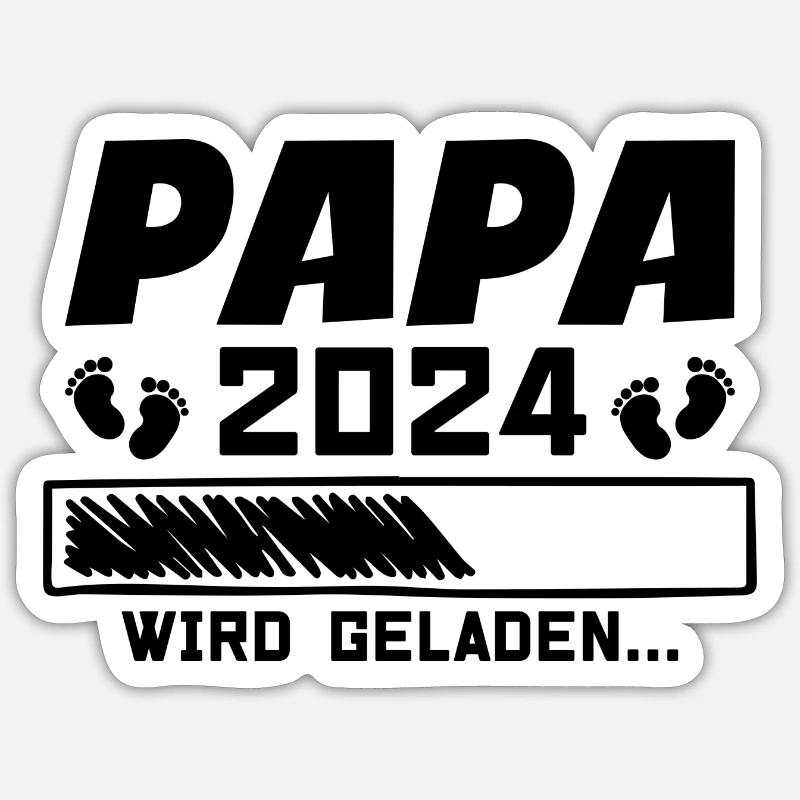 Vater 2024 Werdender Papa Loading 2024 - Sticker Größe S (10 x 10 cm) - Mattweiß