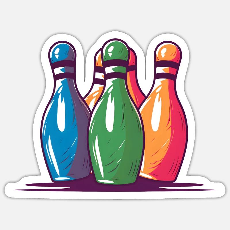 Bowling Pins Comic Style - Sticker size S (10 x 10 cm) - white matte