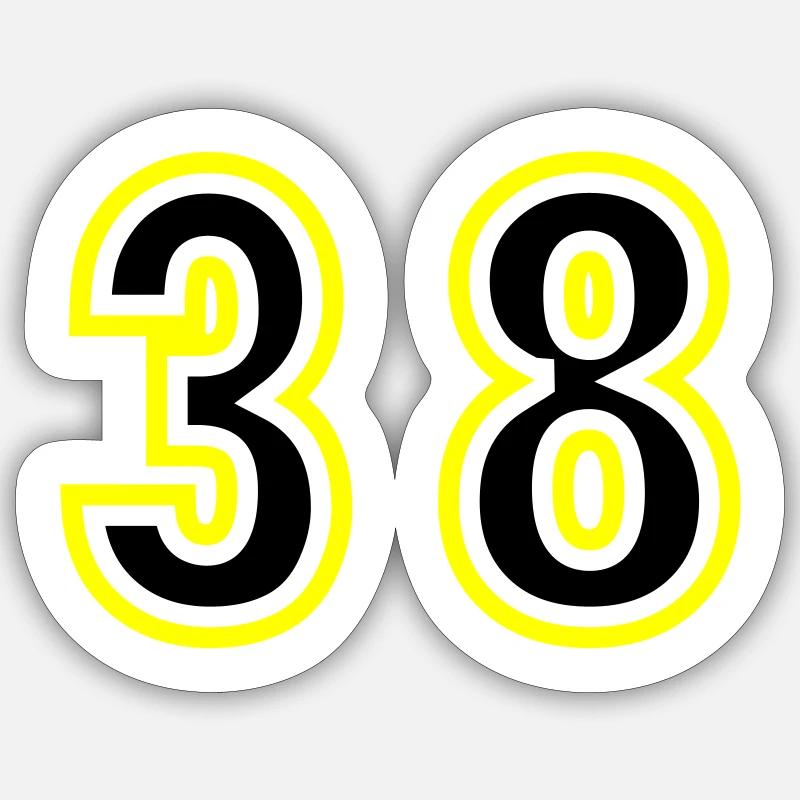 38 Nombre Collège - Sticker taille S (10 x 10 cm) - blanc mat