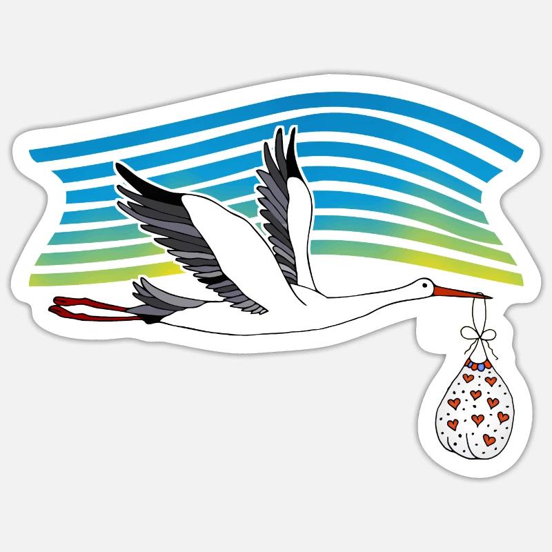 Storchenvogel - Sticker Größe S (10 x 10 cm) - Mattweiß