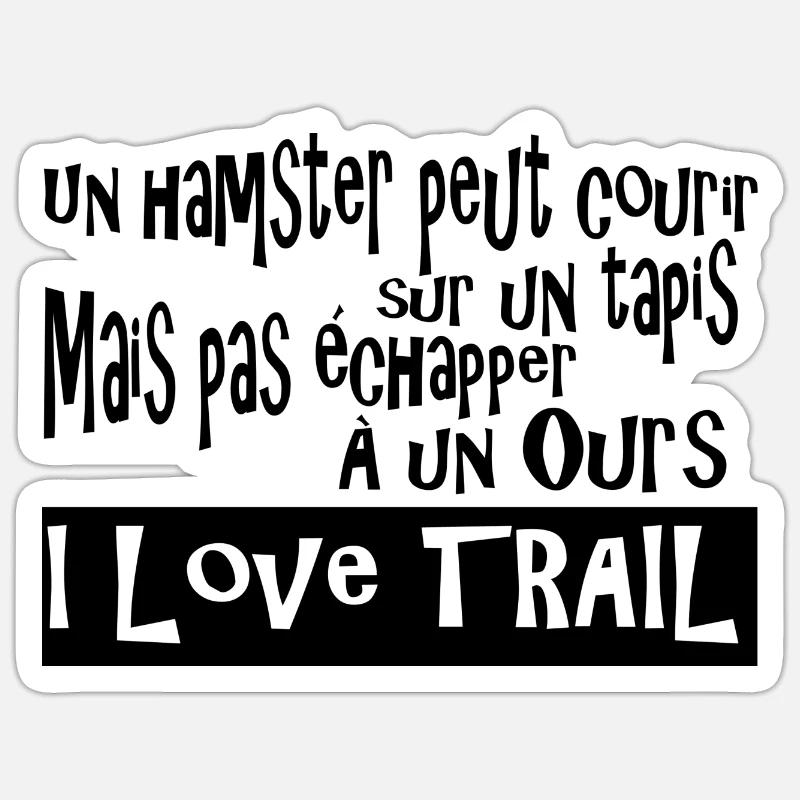 Trail Ours Hamster - Sticker taille S (10 x 10 cm) - blanc mat