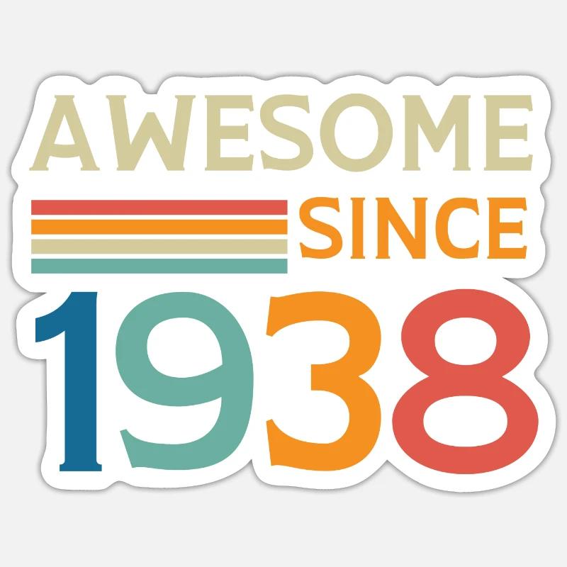Awesome since 1938 - Sticker taille S (10 x 10 cm) - blanc mat