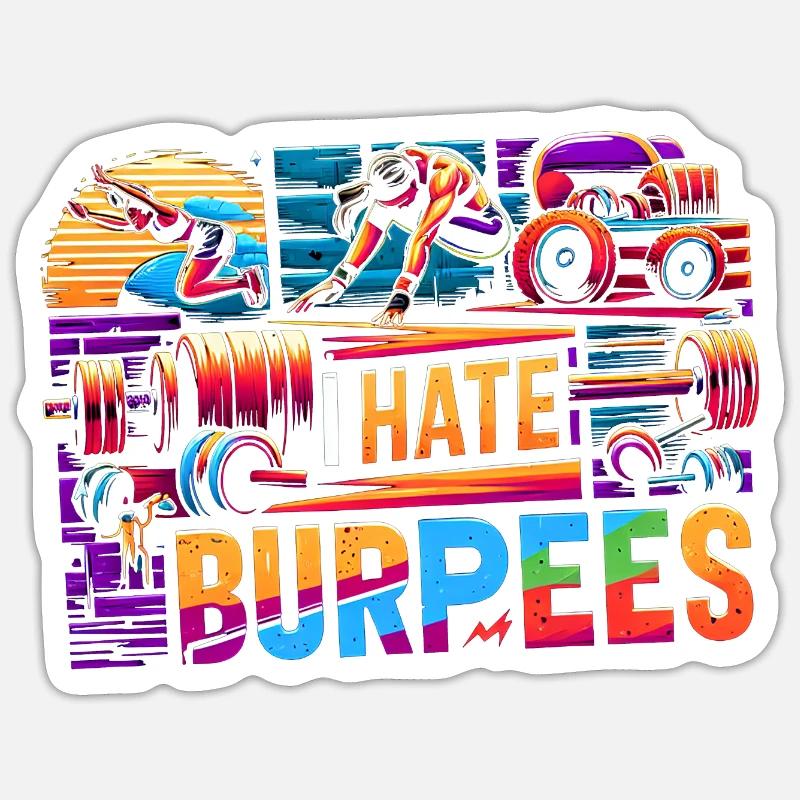 I Hate Burpees 8 - Sticker Größe S (10 x 10 cm) - Mattweiß