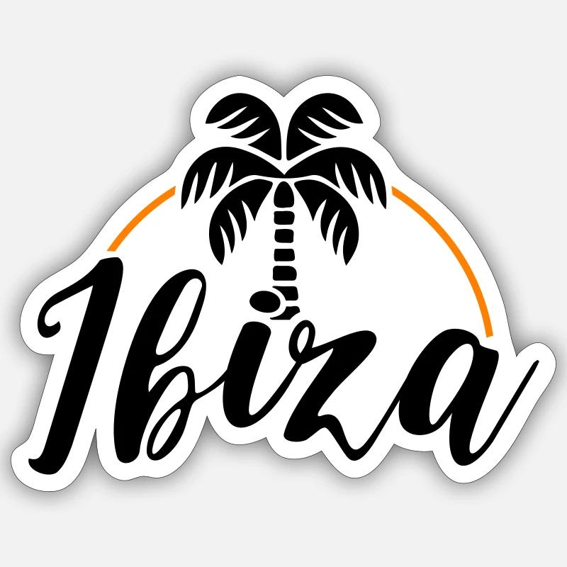 Ibiza Palm - Sticker taille S (10 x 10 cm) - blanc mat