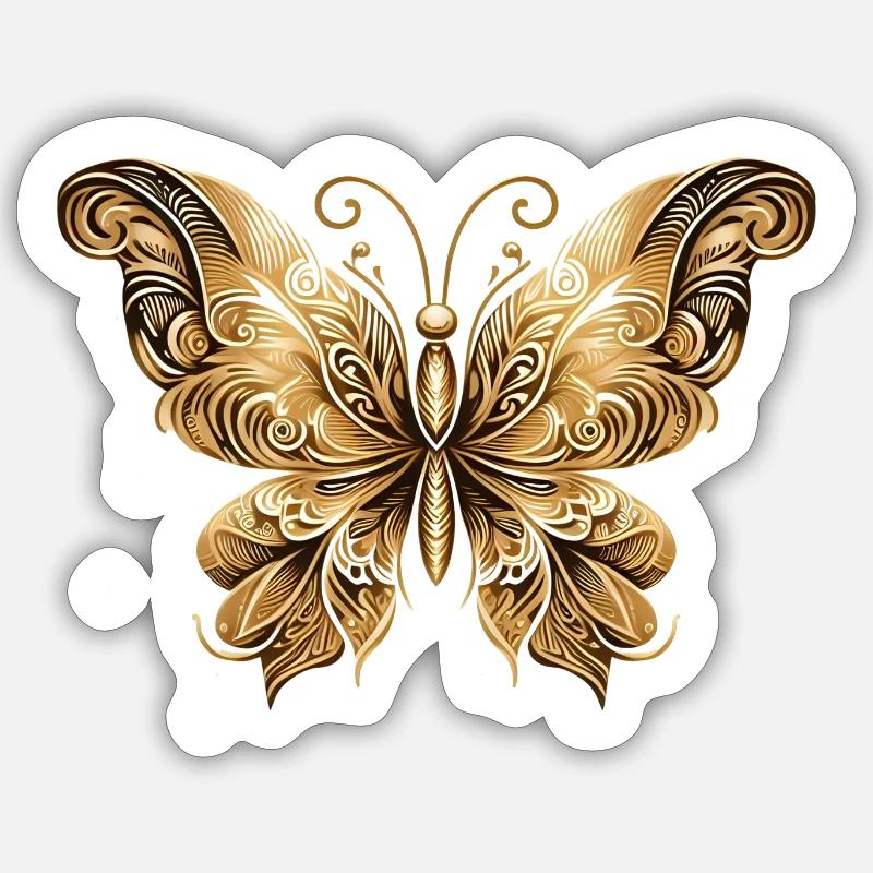 papillon - Sticker taille S (10 x 10 cm) - blanc mat