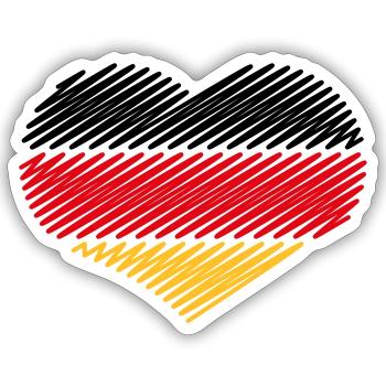 Coeur Noir Rouge Or (Croquis du drapeau de l’Allemagne) - Sticker taille S (10 x 10 cm) - blanc mat - Devant