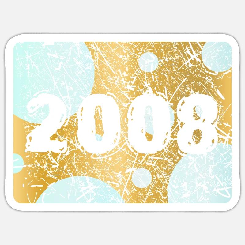 Année 2008 - Sticker taille S (10 x 10 cm) - blanc mat