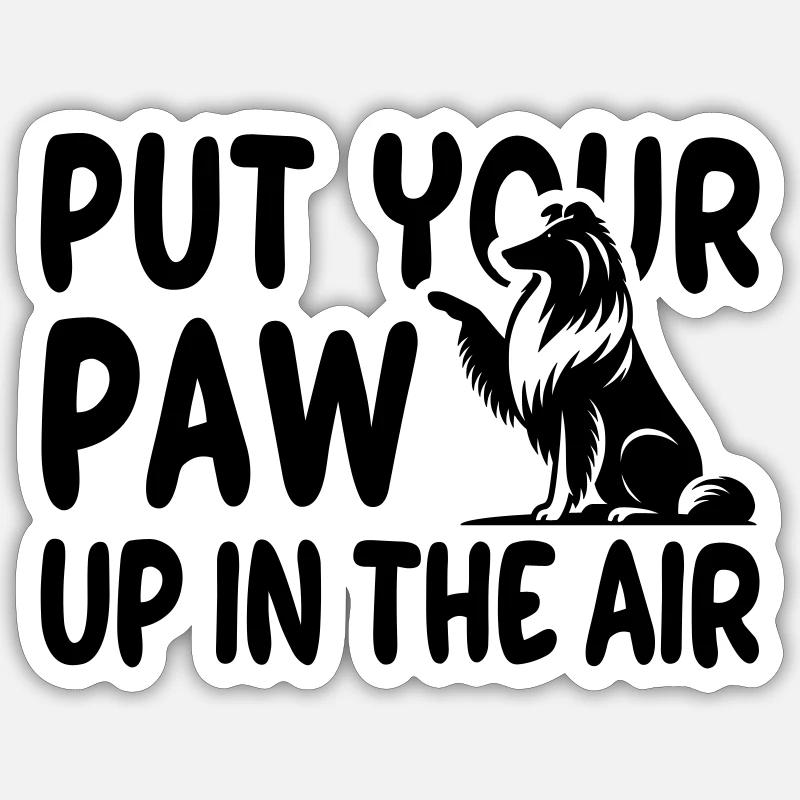 Collie High Five - Vektor Design - Sticker Größe S (10 x 10 cm) - Mattweiß