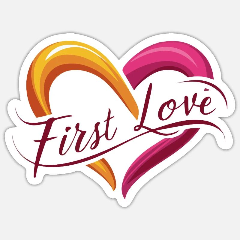 FIRST LOVE - Sticker size S (10 x 10 cm) - white matte