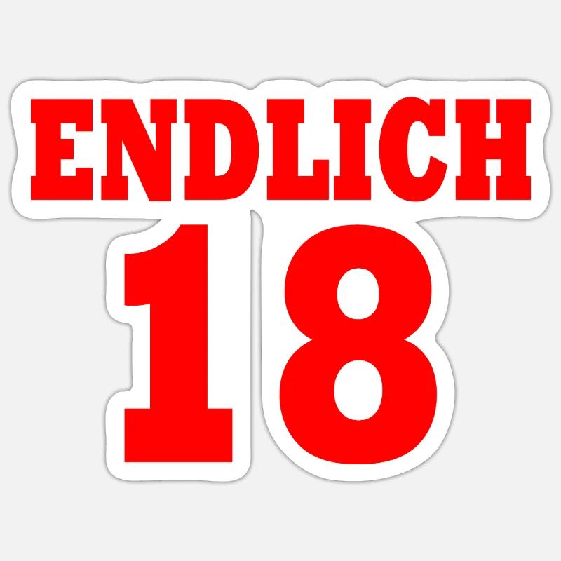 Endlich 18 - Sticker Größe S (10 x 10 cm) - Mattweiß