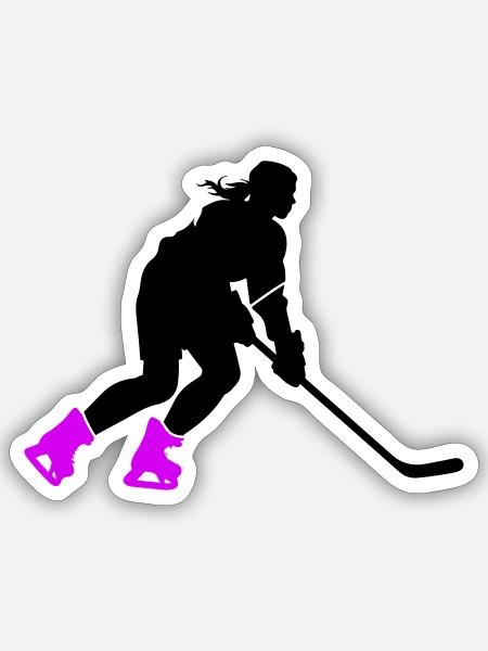 Ice Hockey Spielerin Symbol - Sticker Größe S (10 x 10 cm) - Mattweiß