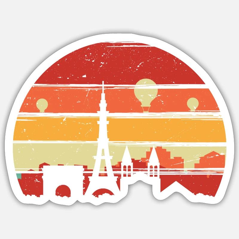 Paris Sunset Skyline Silhouette - Sticker size S (10 x 10 cm) - white matte