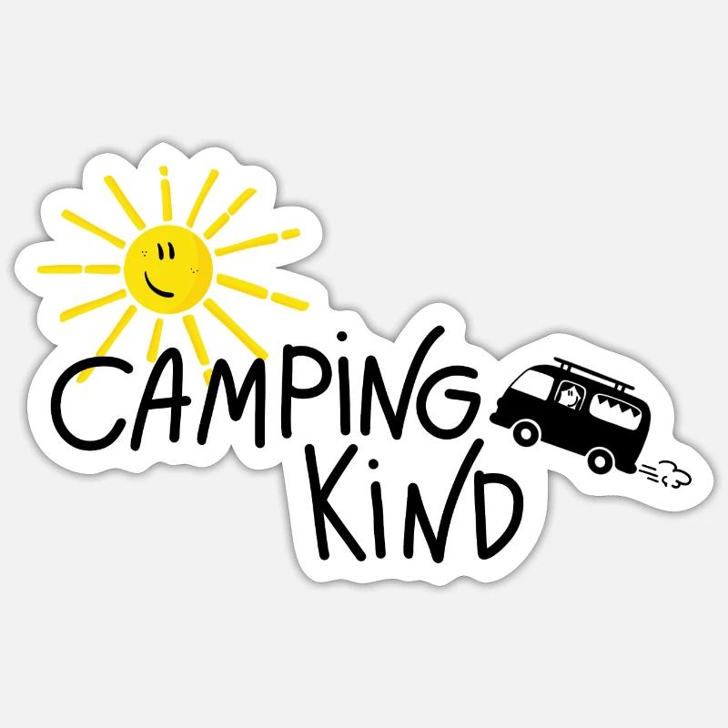 Camping Kind Bus - Sticker Größe S (10 x 10 cm) - Mattweiß