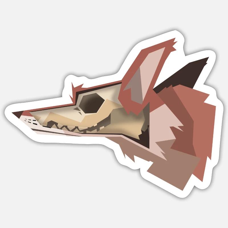 Crâne de renard - Sticker taille S (10 x 10 cm) - blanc mat