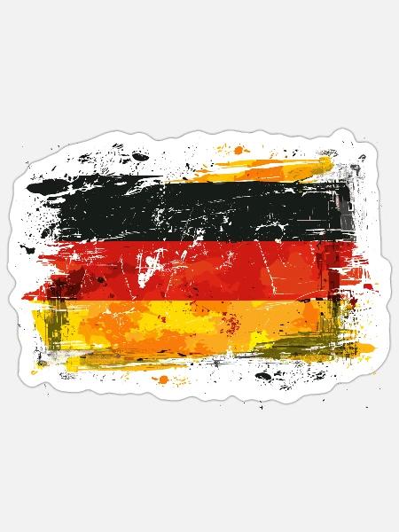 Deutschland Flagge Deutsche Fahne Used Look Heimat - Sticker Größe S (10 x 10 cm) - Mattweiß