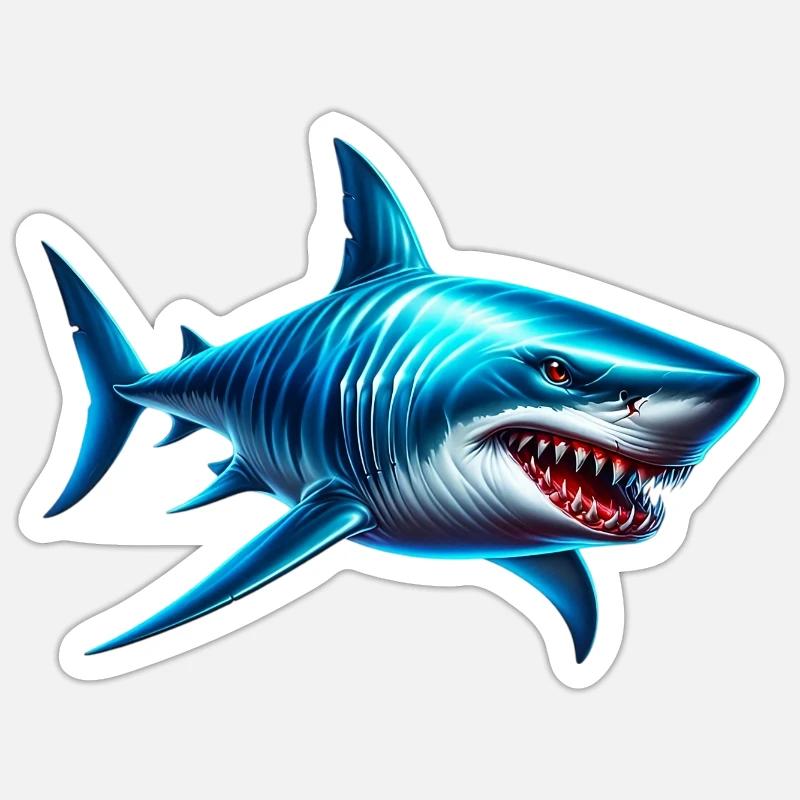 Requin - Sticker taille S (10 x 10 cm) - blanc mat