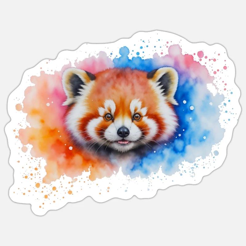 Wasserfarbener Roter Panda Splash - Sticker Größe S (10 x 10 cm) - Mattweiß