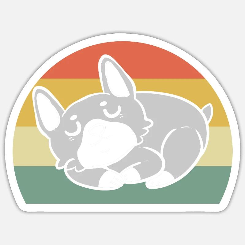 Corgi - Sticker taille S (10 x 10 cm) - blanc mat