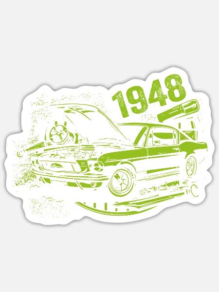 1948 Geburtstag Oldtimer Modell 1948 Vintage 1948 - Sticker Größe S (10 x 10 cm) - Mattweiß