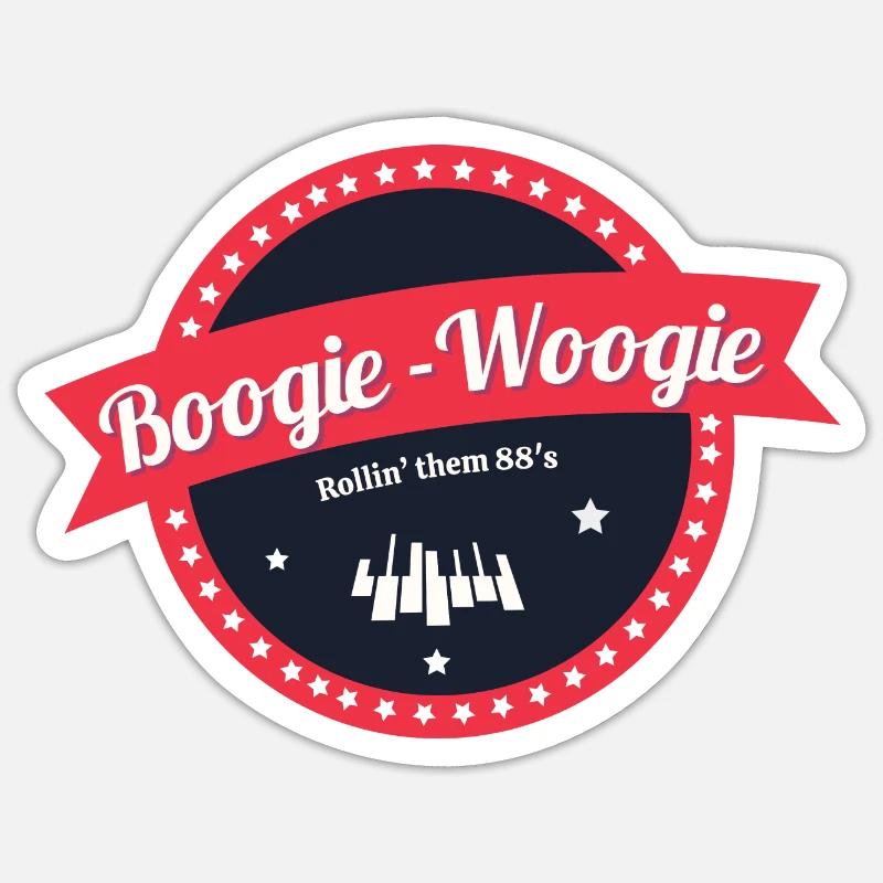 Piano Boogie-Woogie - Sticker taille S (10 x 10 cm) - blanc mat