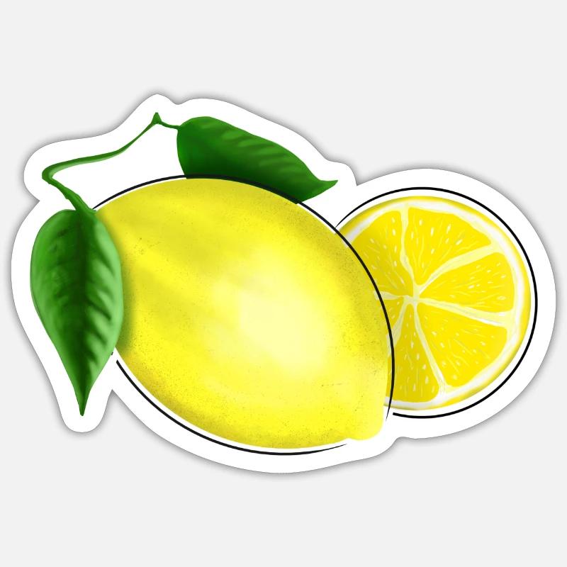 Fresh lemon with leaf - Sticker size S (10 x 10 cm) - white matte