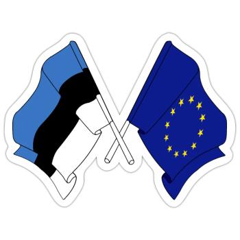 Drapeau Estonie, Europe - Sticker taille S (10 x 10 cm) - blanc mat - Devant