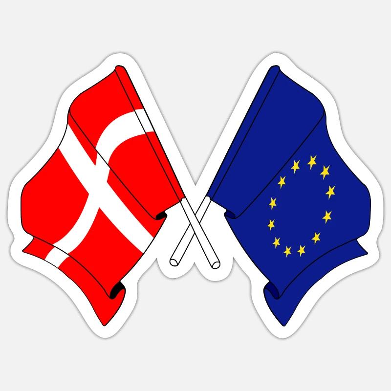 Drapeau du Danemark, drapeau de l’Europe Sticker taille S (10 x 10 cm)