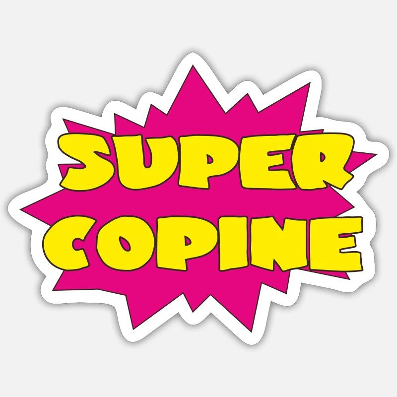SUPER COPINE - Sticker taille S (10 x 10 cm) - blanc mat