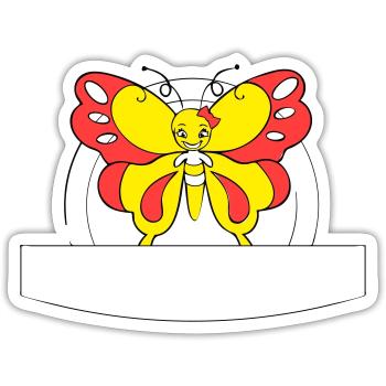 papillon coloré | Champ d’écriture >vectorgraphique - Sticker taille S (10 x 10 cm) - blanc mat - Devant