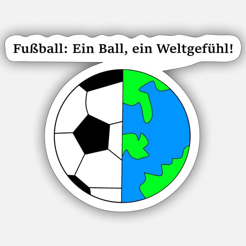Fußball: Ein Ball ein Weltgefühl - Sticker Größe S (10 x 10 cm) - Mattweiß