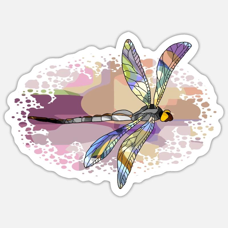 Libelle - Sticker Größe S (10 x 10 cm) - Mattweiß