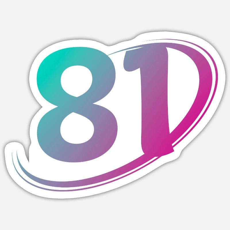 Nummer 81 Mehrfarbig - Sticker Größe S (10 x 10 cm) - Mattweiß