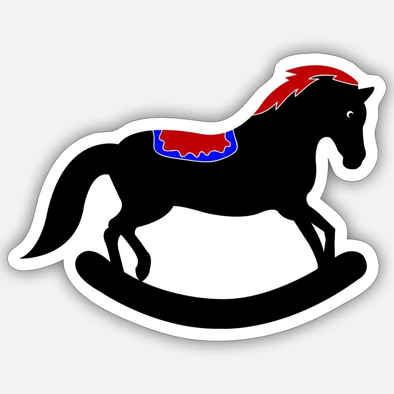 Cheval à bascule - Sticker taille S (10 x 10 cm) - blanc mat