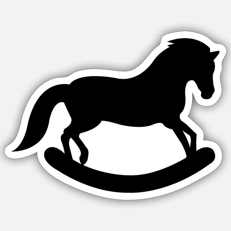 Cheval à bascule - Sticker taille S (10 x 10 cm) - blanc mat