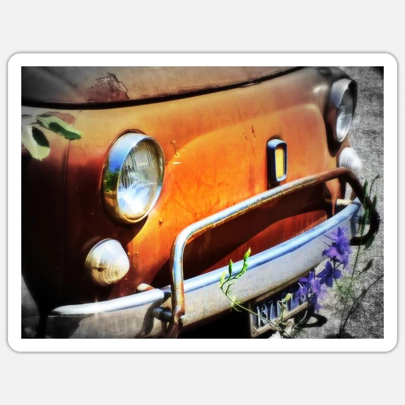 Rostiges Oldtimer Front Design - Sticker Größe S (10 x 10 cm) - Mattweiß