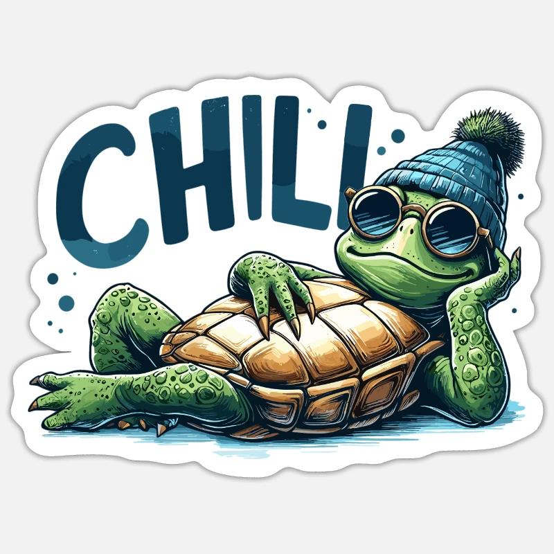 Chill Toad Tortue Cool Chill Cadeau Sticker taille S (10 x 10 cm)