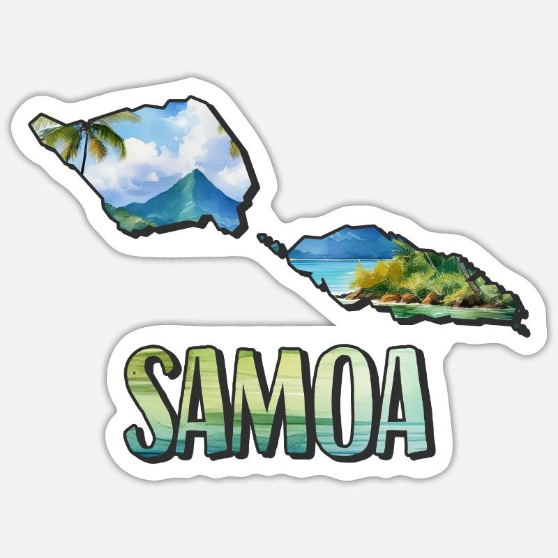 Watercolor Map Samoa Sticker size S (10 x 10 cm)