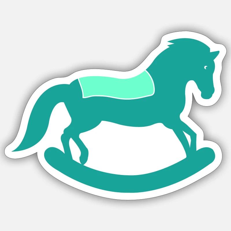 Cheval à bascule - Sticker taille S (10 x 10 cm) - blanc mat