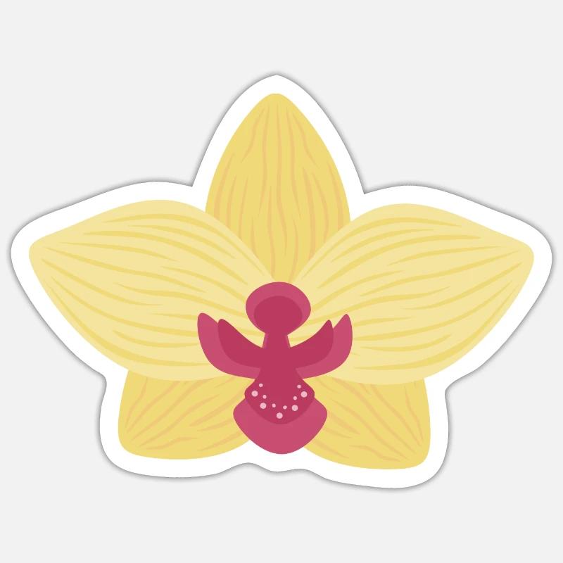 Orchidée jaune Sticker taille S (10 x 10 cm)