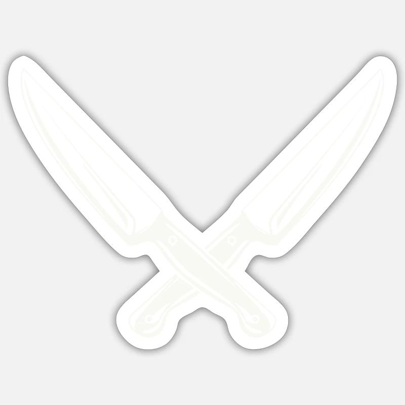 messer 2 - Sticker Größe S (10 x 10 cm) - Mattweiß