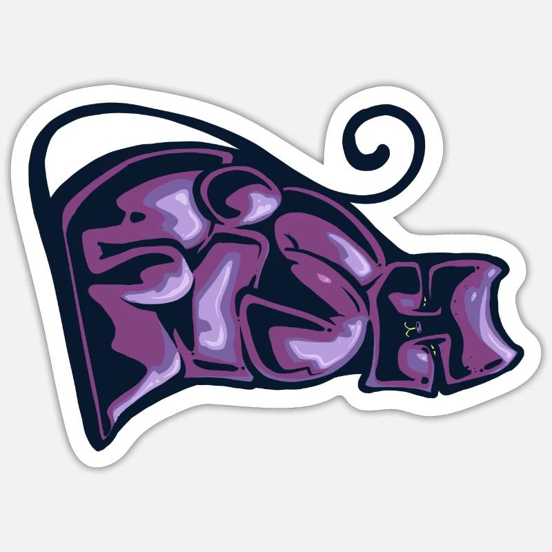 Graff Cat - Sticker taille S (10 x 10 cm) - blanc mat