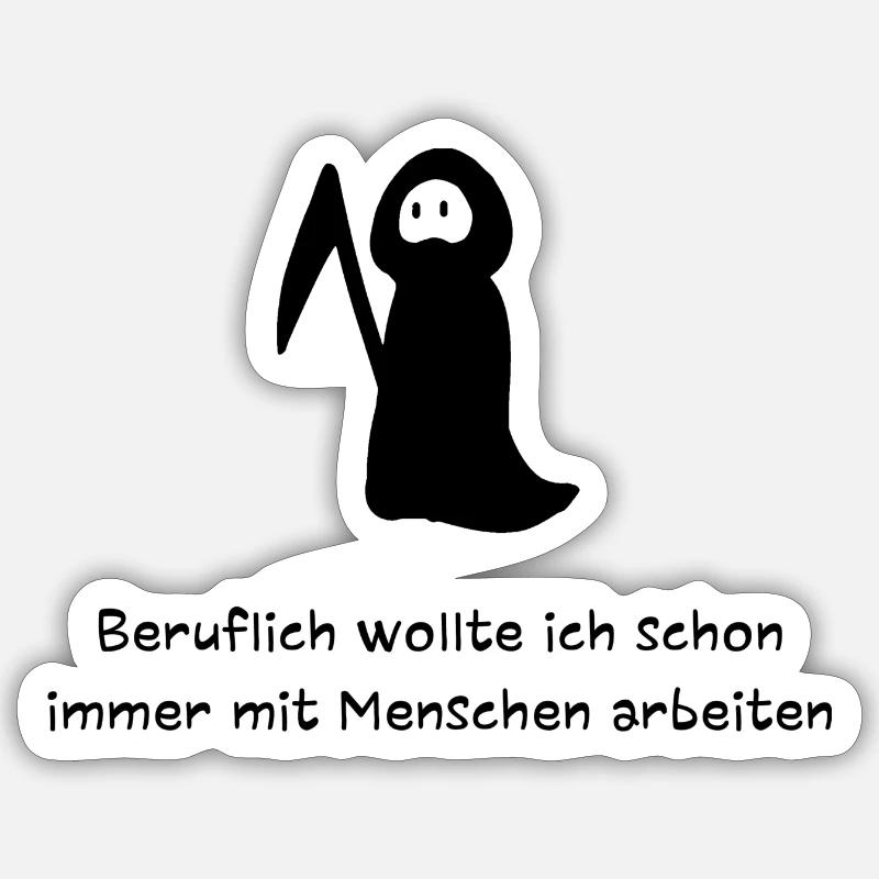 Beruflich mit Menschen arbeiten | Sensenmann Spaß - Sticker Größe S (10 x 10 cm) - Mattweiß