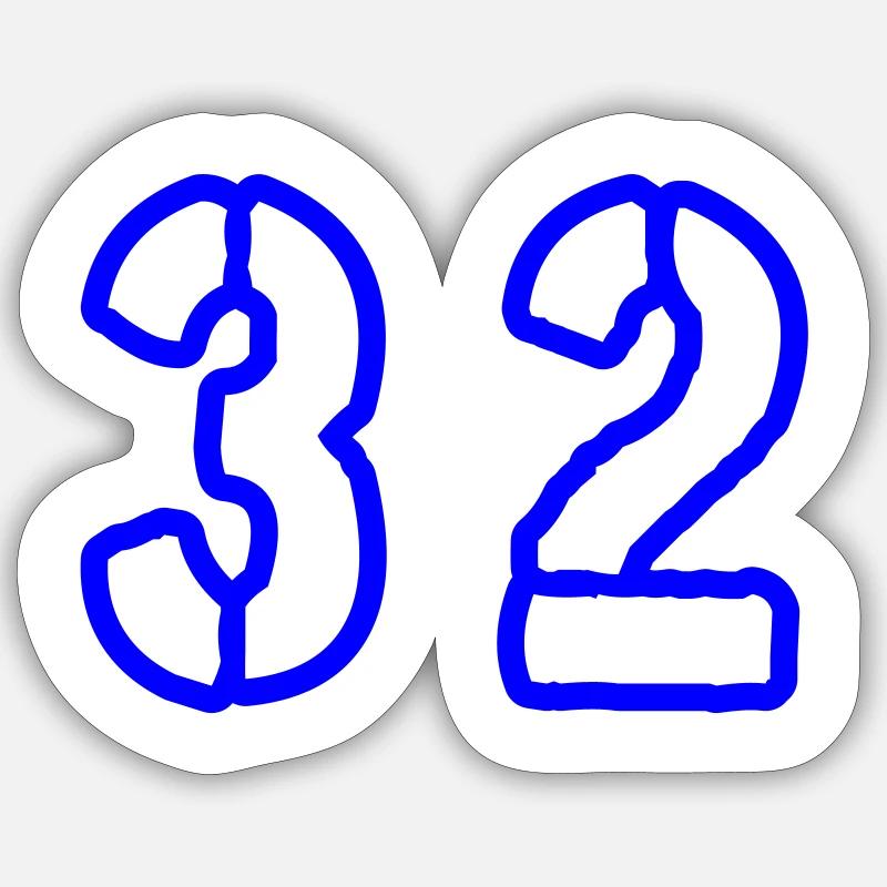 32 Symbole numérique - Sticker taille S (10 x 10 cm) - blanc mat