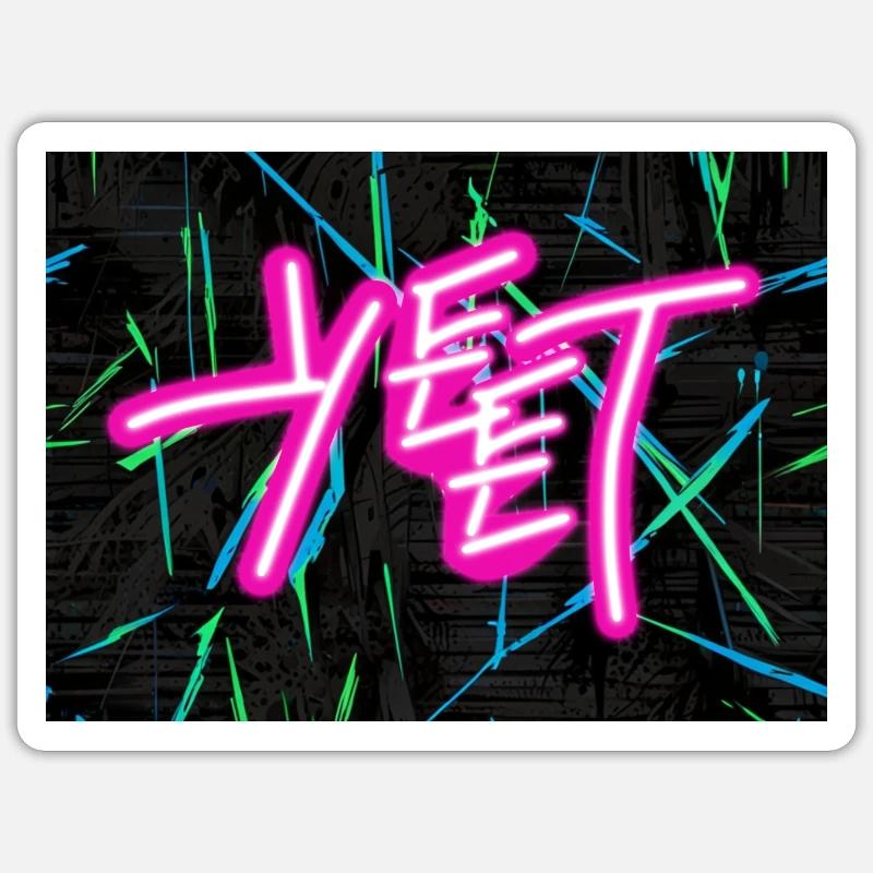 YEET Neon Graffiti - Sticker Größe S (10 x 10 cm) - Mattweiß