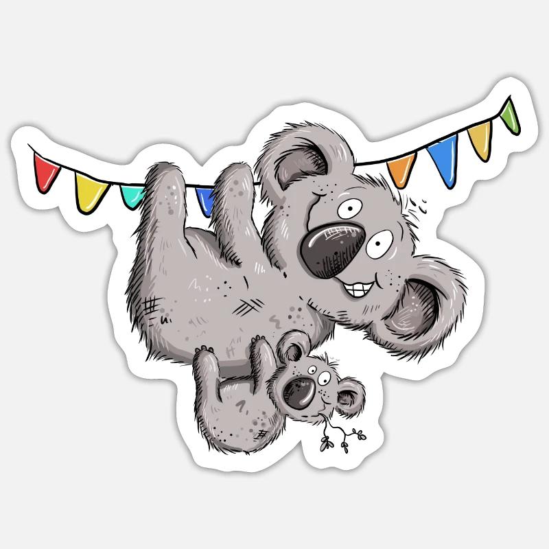 Drôle d’ours koala avec douche de bébé koala Sticker taille S (10 x 10 cm)