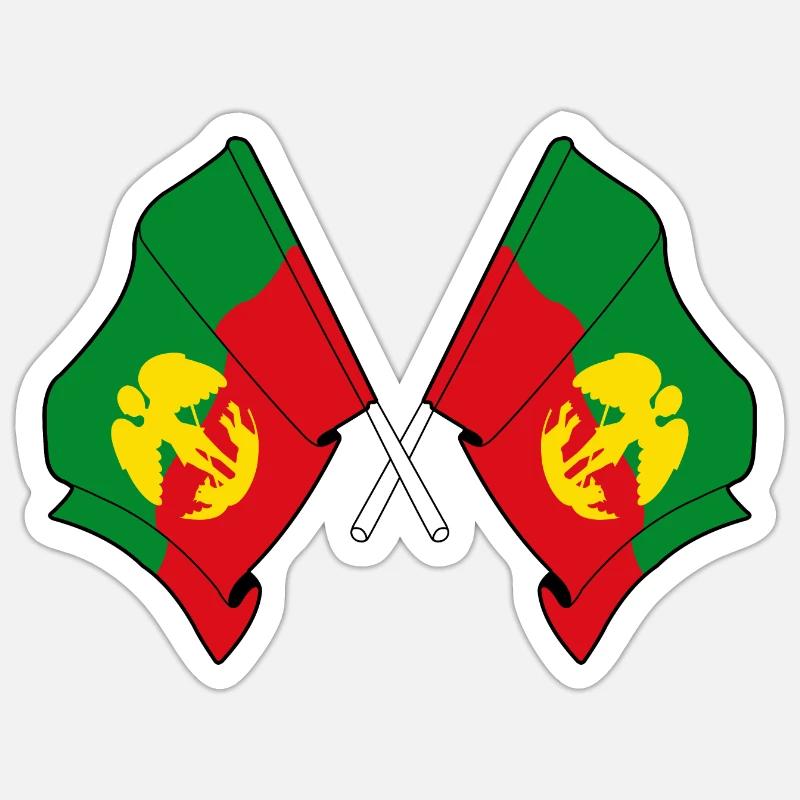 Two flags Brussels Belgium - Sticker size S (10 x 10 cm) - white matte