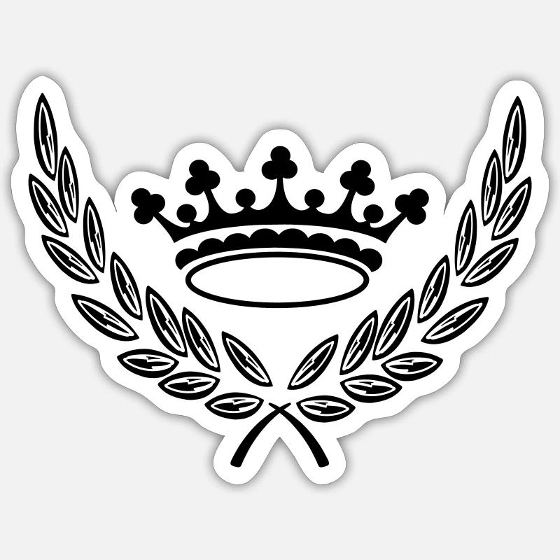 Crown in laurel wreath King logo - Sticker size S (10 x 10 cm) - white matte