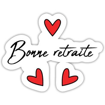 RETRAITE. RETRAITE. RETRAITEE. BONNE RETRAITE - Sticker taille S (10 x 10 cm) - blanc mat - Devant