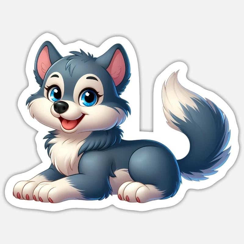 wolf - Sticker taille S (10 x 10 cm) - blanc mat