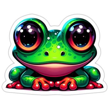 Frosch - Sticker Größe S (10 x 10 cm) - Mattweiß - Vorne